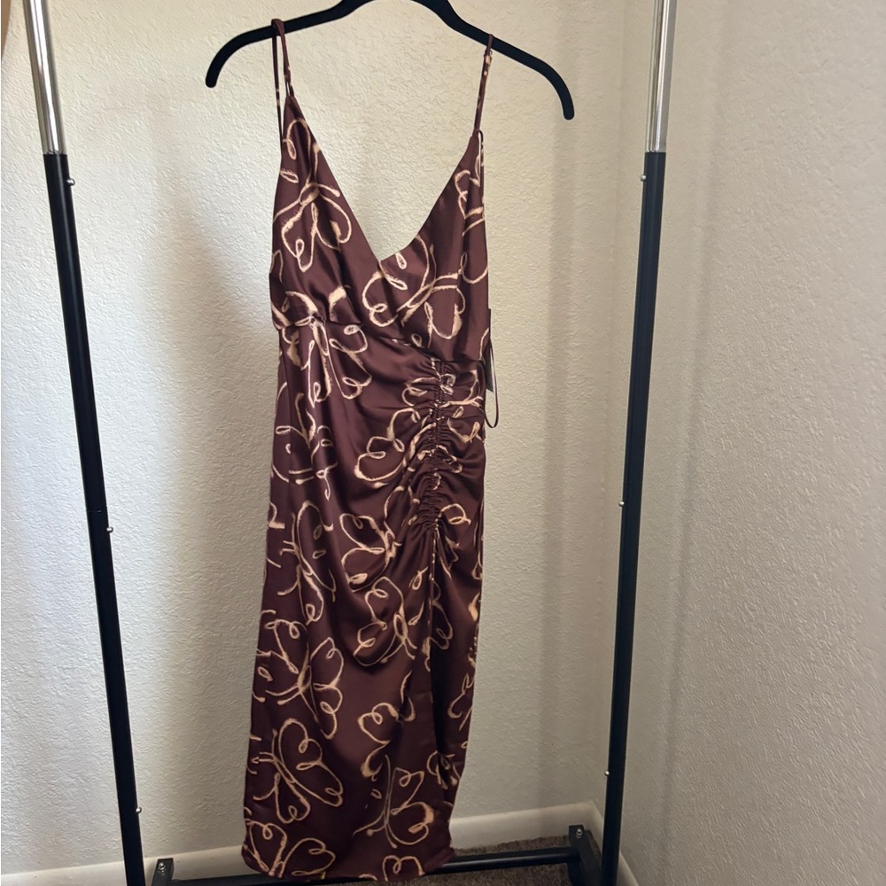 brown silk dress